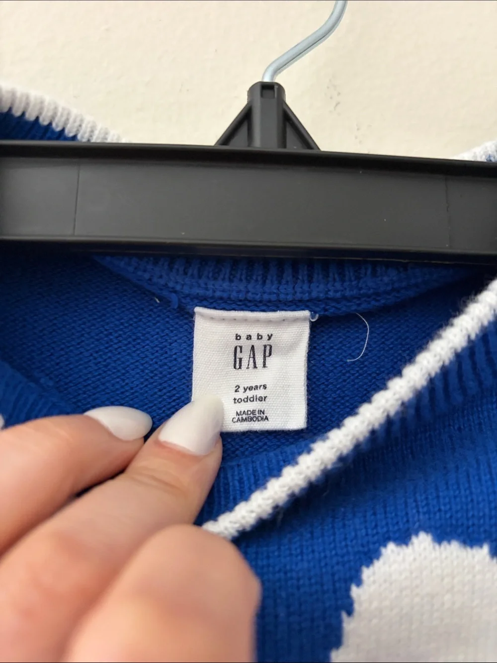 GAP Blue Monster Face Sweater with White Trim